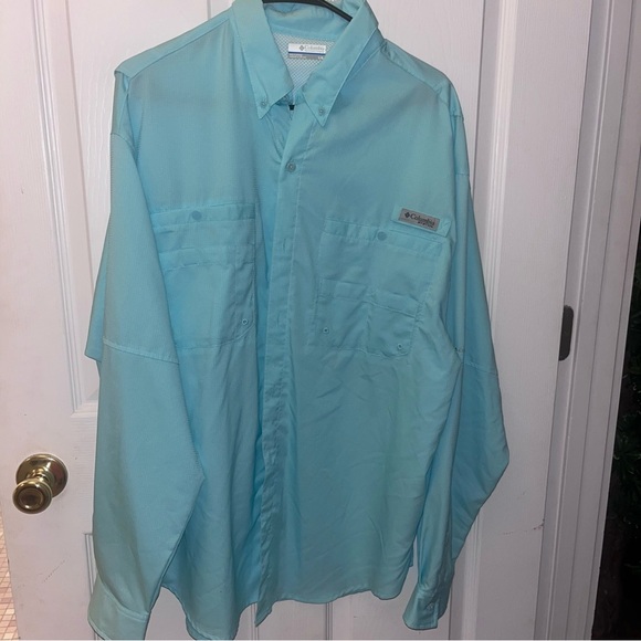 Columbia Aqua Blue Button-Up Shirt/b189 - Picture 1 of 8